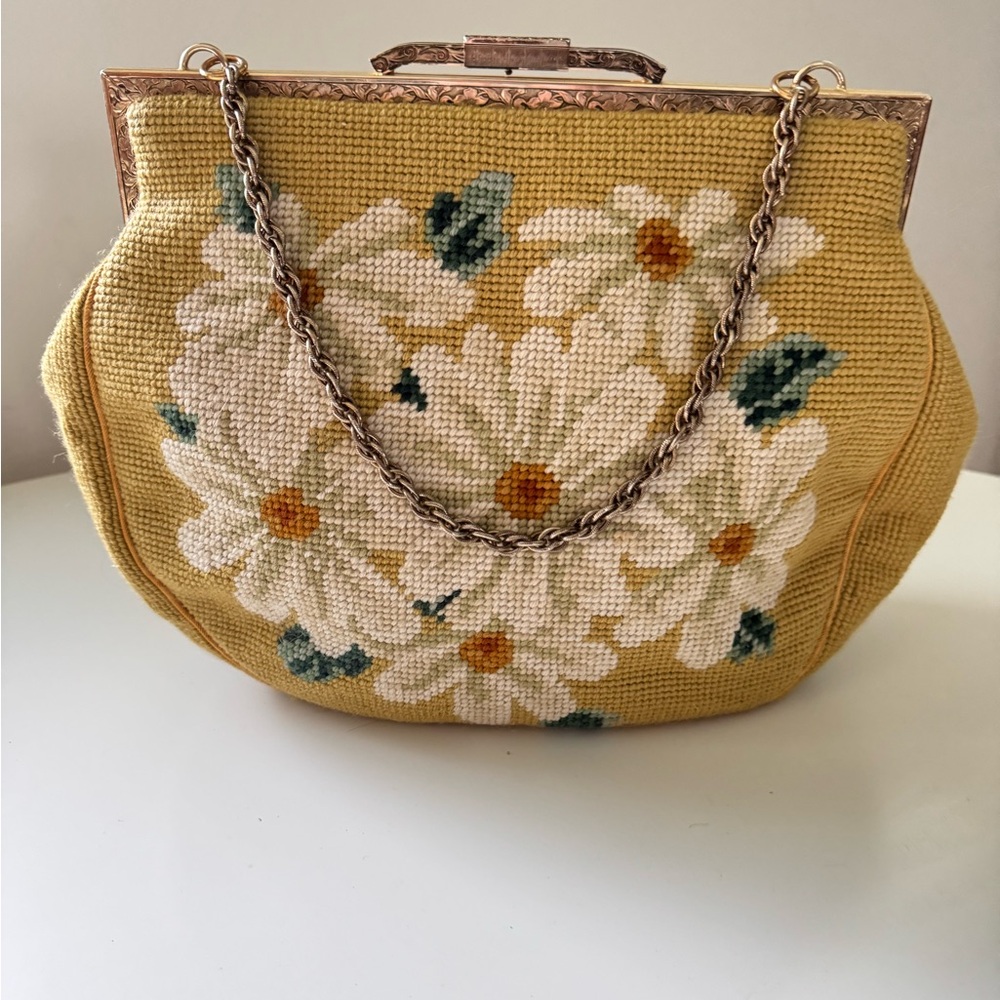 Needlepoint Yellow Handbag